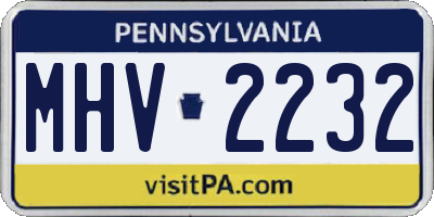 PA license plate MHV2232