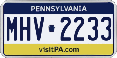 PA license plate MHV2233