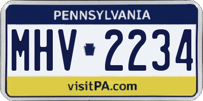 PA license plate MHV2234