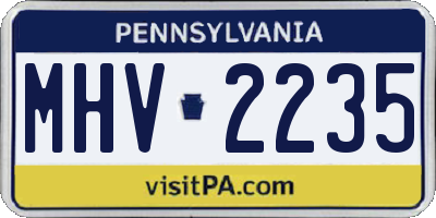 PA license plate MHV2235