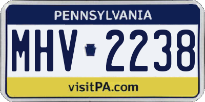 PA license plate MHV2238