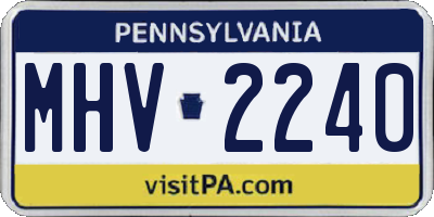 PA license plate MHV2240
