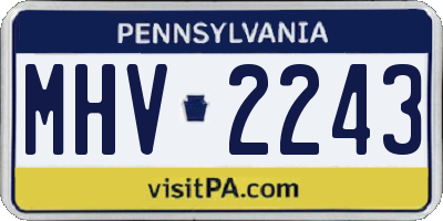 PA license plate MHV2243