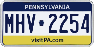 PA license plate MHV2254