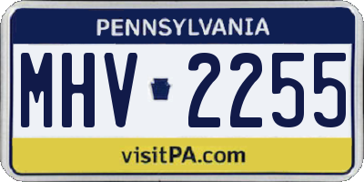PA license plate MHV2255