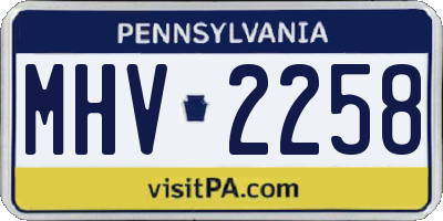 PA license plate MHV2258