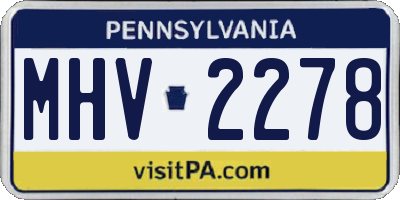 PA license plate MHV2278