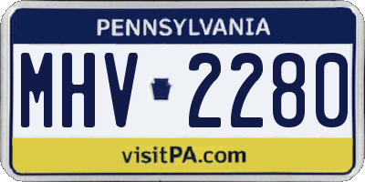 PA license plate MHV2280