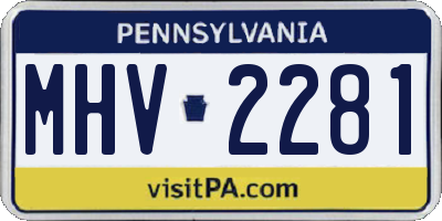 PA license plate MHV2281