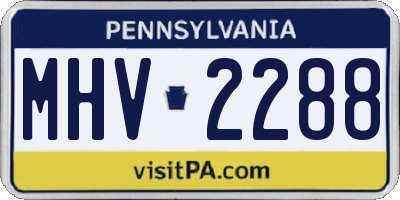 PA license plate MHV2288