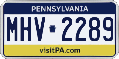 PA license plate MHV2289