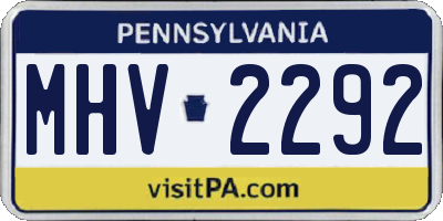 PA license plate MHV2292