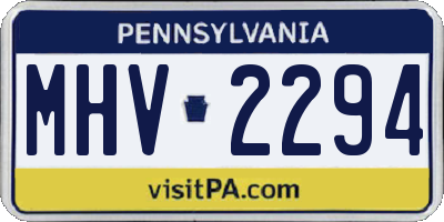 PA license plate MHV2294