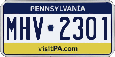 PA license plate MHV2301