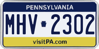 PA license plate MHV2302