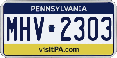 PA license plate MHV2303