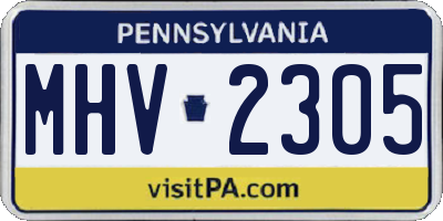 PA license plate MHV2305