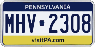 PA license plate MHV2308
