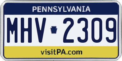 PA license plate MHV2309