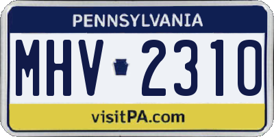 PA license plate MHV2310