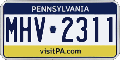 PA license plate MHV2311