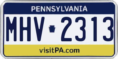 PA license plate MHV2313