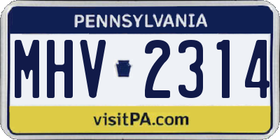 PA license plate MHV2314