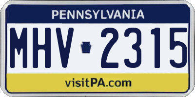 PA license plate MHV2315