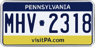PA license plate MHV2318