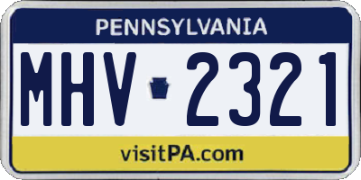 PA license plate MHV2321