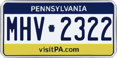 PA license plate MHV2322