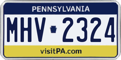 PA license plate MHV2324