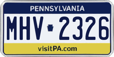 PA license plate MHV2326