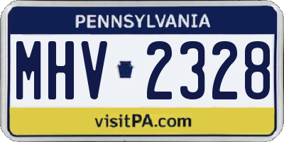 PA license plate MHV2328