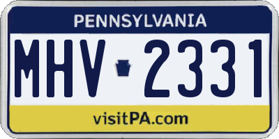 PA license plate MHV2331