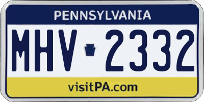 PA license plate MHV2332