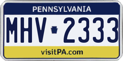 PA license plate MHV2333