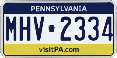 PA license plate MHV2334