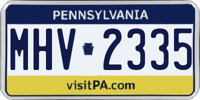 PA license plate MHV2335