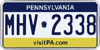 PA license plate MHV2338