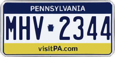 PA license plate MHV2344
