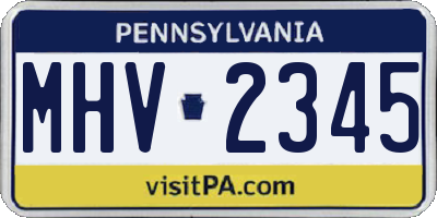 PA license plate MHV2345