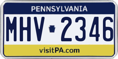 PA license plate MHV2346
