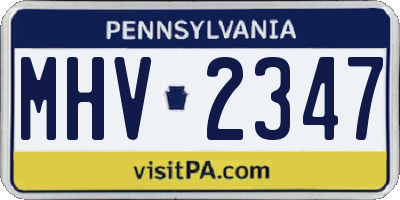 PA license plate MHV2347