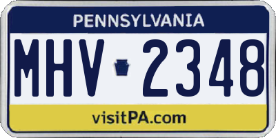 PA license plate MHV2348