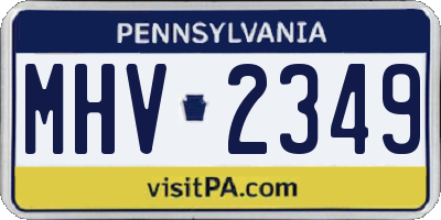 PA license plate MHV2349
