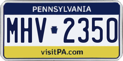 PA license plate MHV2350