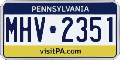 PA license plate MHV2351