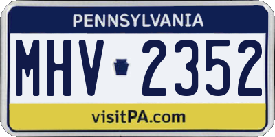 PA license plate MHV2352