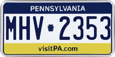 PA license plate MHV2353